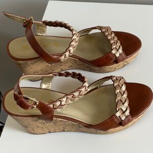 Braided Brown Wedge Sandals